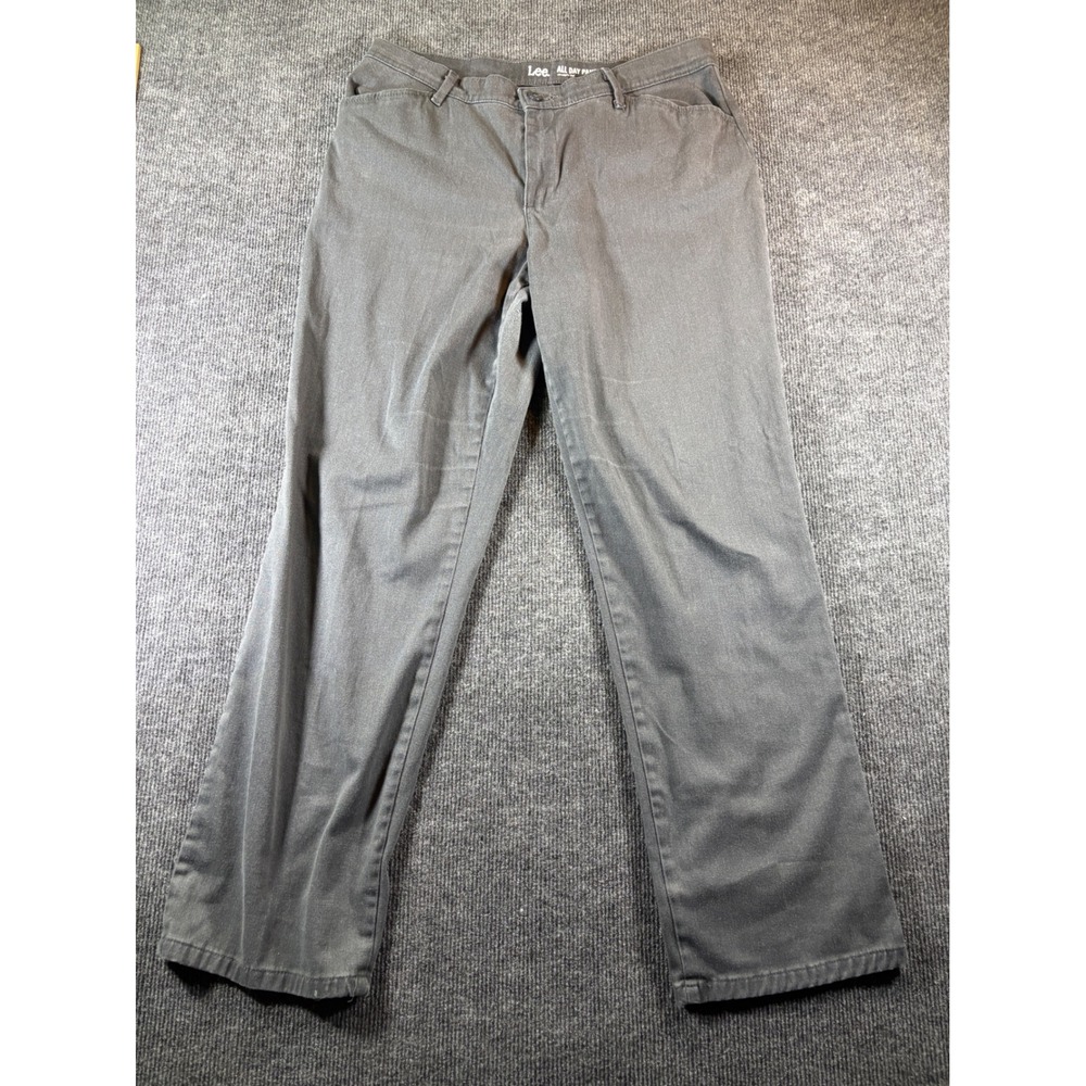 Lee All Day Pant Womens 10 Medium Charcoal Gray Straight Leg Mid Rise 4631202